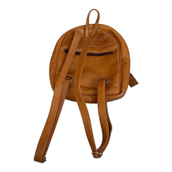 VTG 80’s Biker Preppy Hippie Boho Genuine Leather Hobo Backpack Leather Brown - Picture 3 of 11